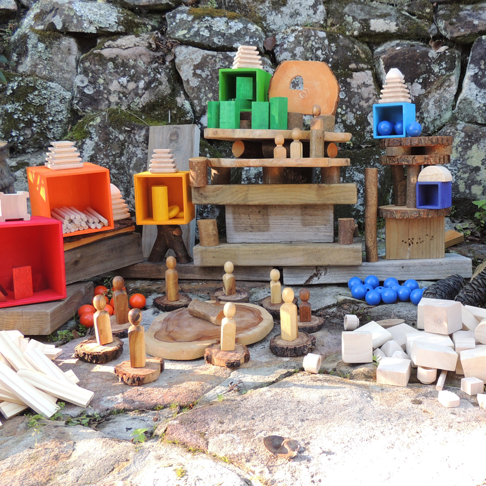 Loose parts used to create a world environment