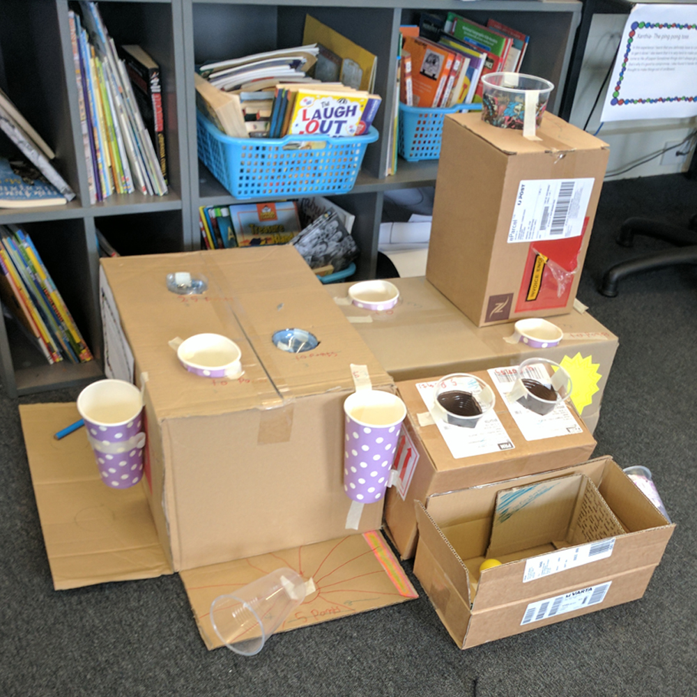 Makerspace caines arcade cardboard construction