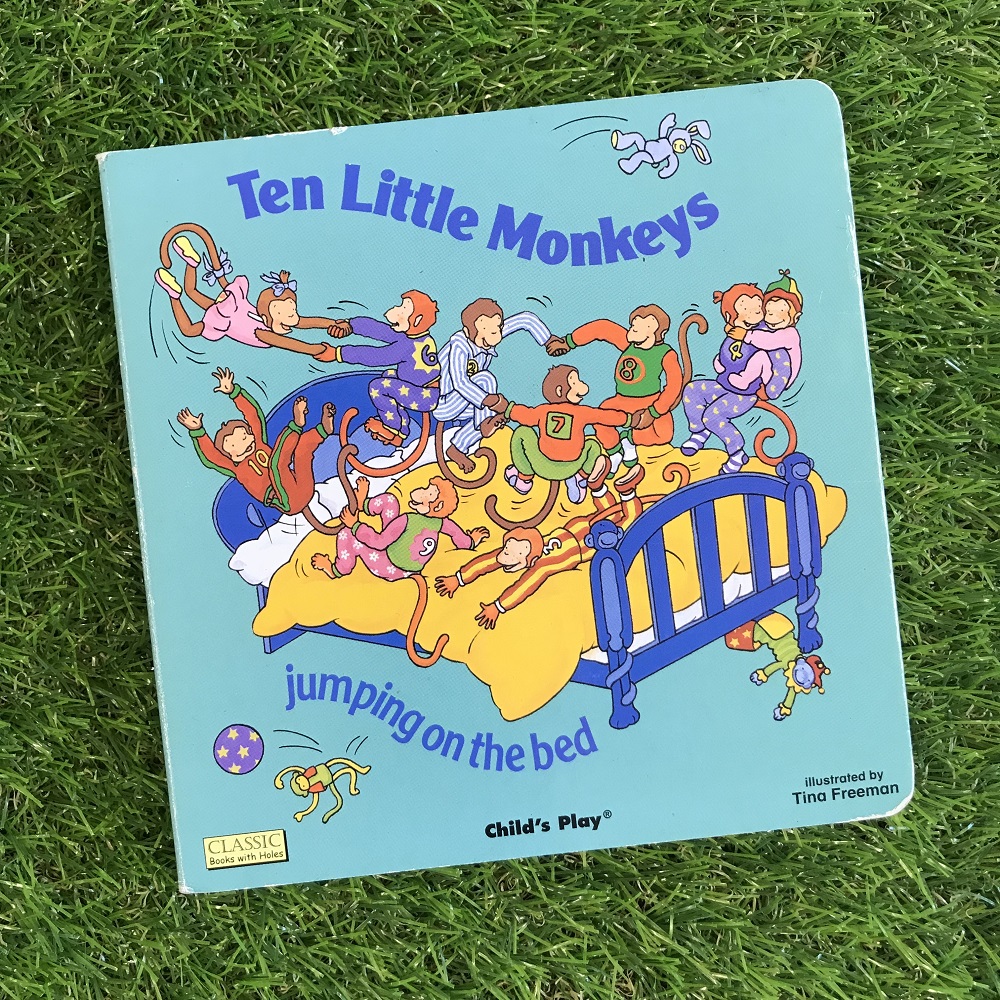 Ten Little Monkeys book on grass