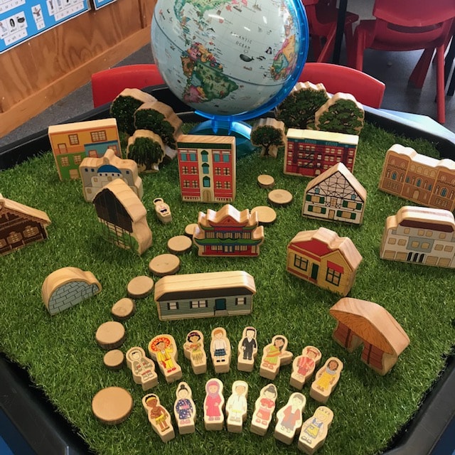 Homes around the world on grass featuring globe