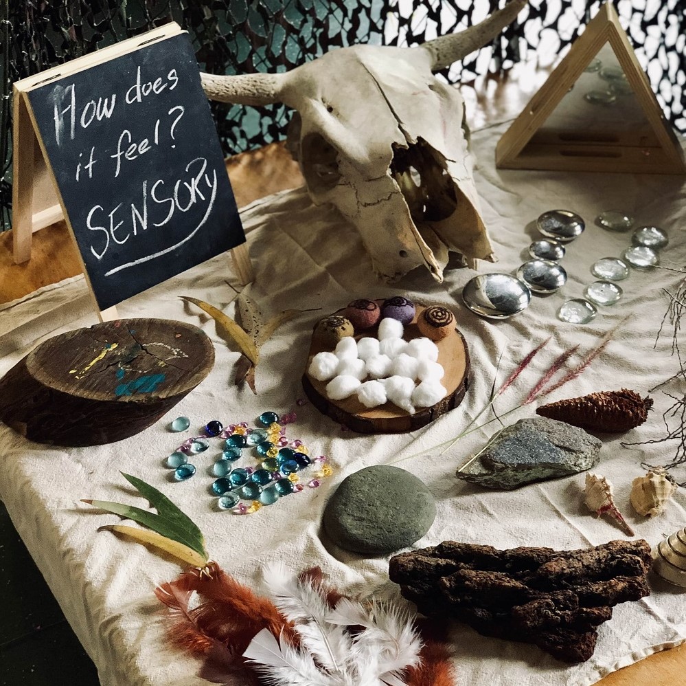 Sensory play activity set up on table Square