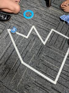 Sphero Angles and Shapes activity. Track on floor.
