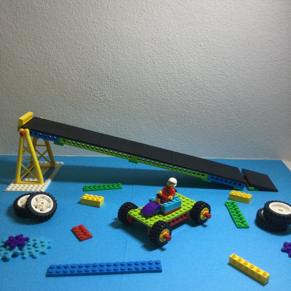 LEGO BricQ Gravity Car Model on table