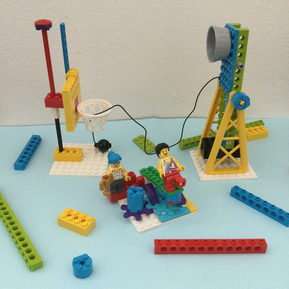 Built LEGO BricQ Model 2 on table 
