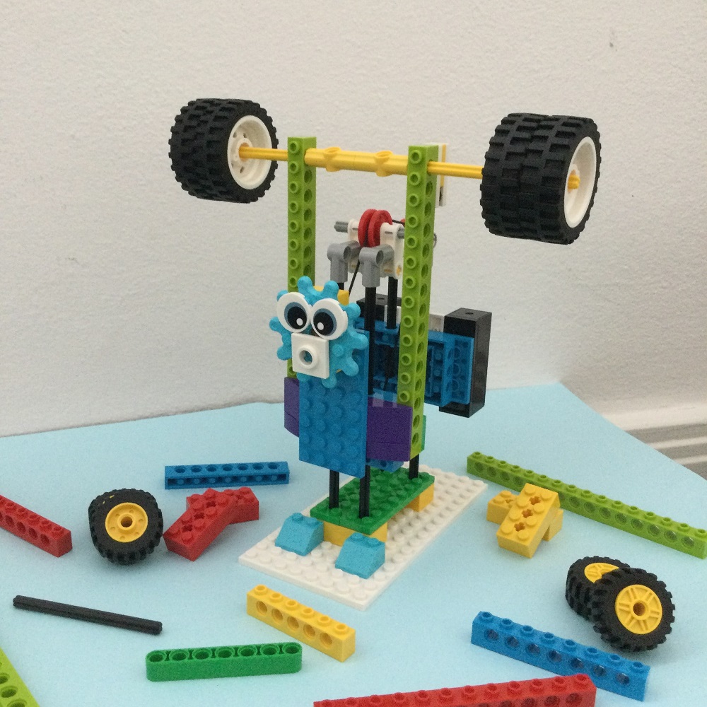 Built LEGO BricQ Model 3 on table 
