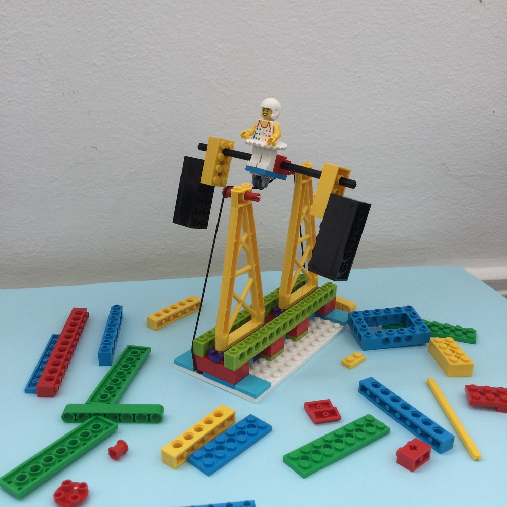 Built LEGO BricQ Model 4 on table 