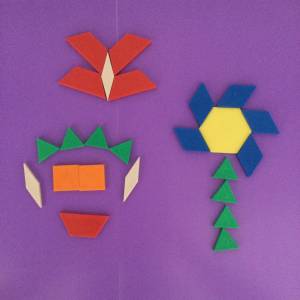 2d shape patterns on purple card