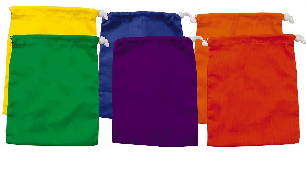 colourful selection of 6 drawstring bags