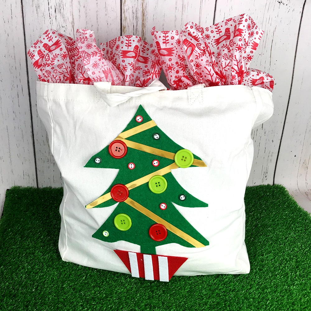 Christmas canvas bag decorated with Christmas tree