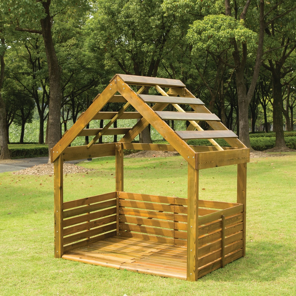 Wood playhouse outside in park background