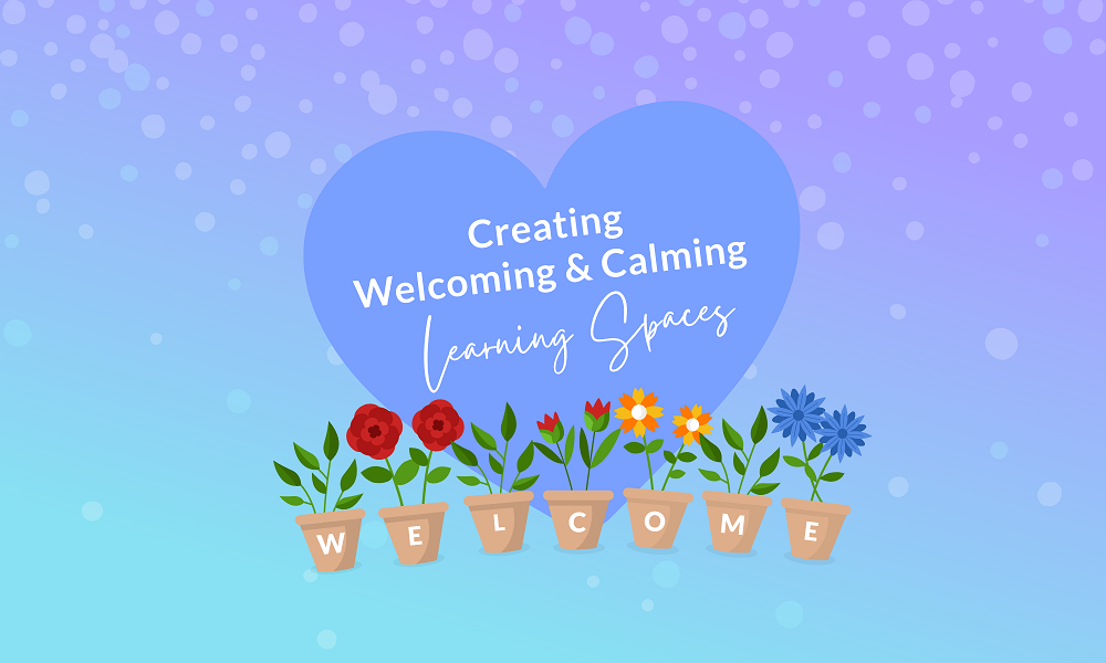 Creating Welcoming & Calming Learning Text and Plant pot Vector graphic