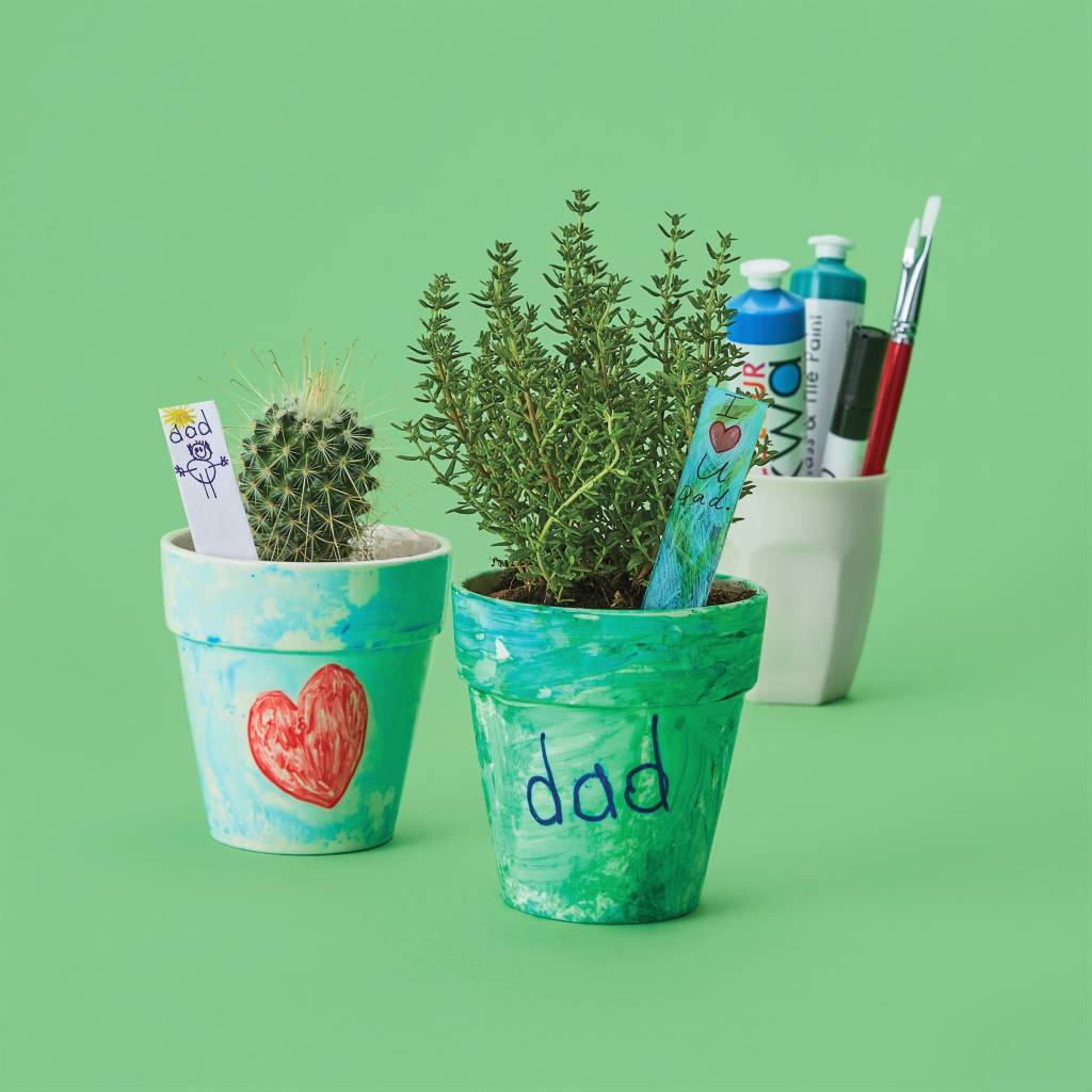 Dad themed CERAMIC PLANT POT with PLANT LABEL craft project