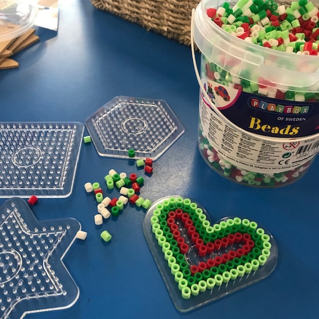 Iron Beads Bucket Heart Activity Beads placed In Heart Tray