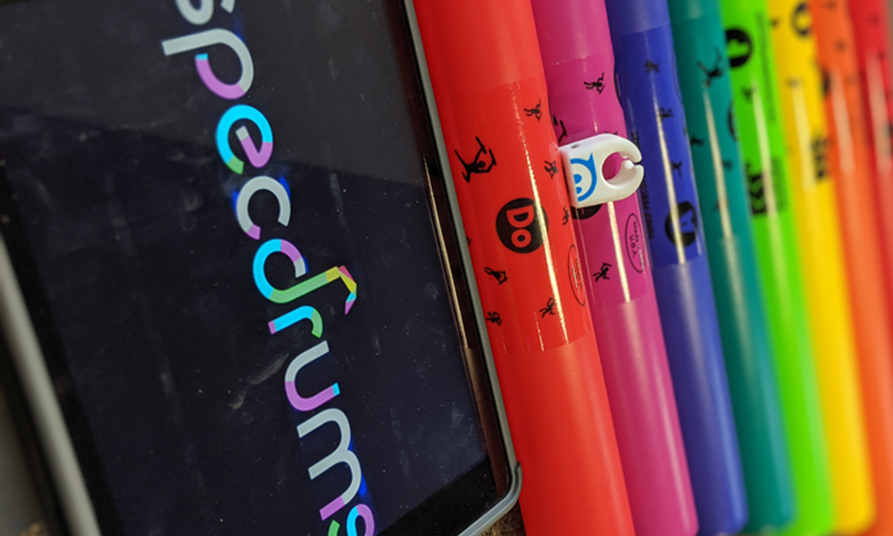 Specdrum ring and Boomwhackers with tablet